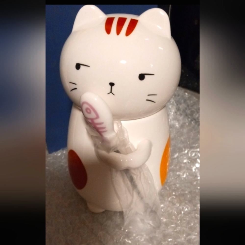 3 PC cute kawaii cat coffee mug with lid and stirring spoon NEW